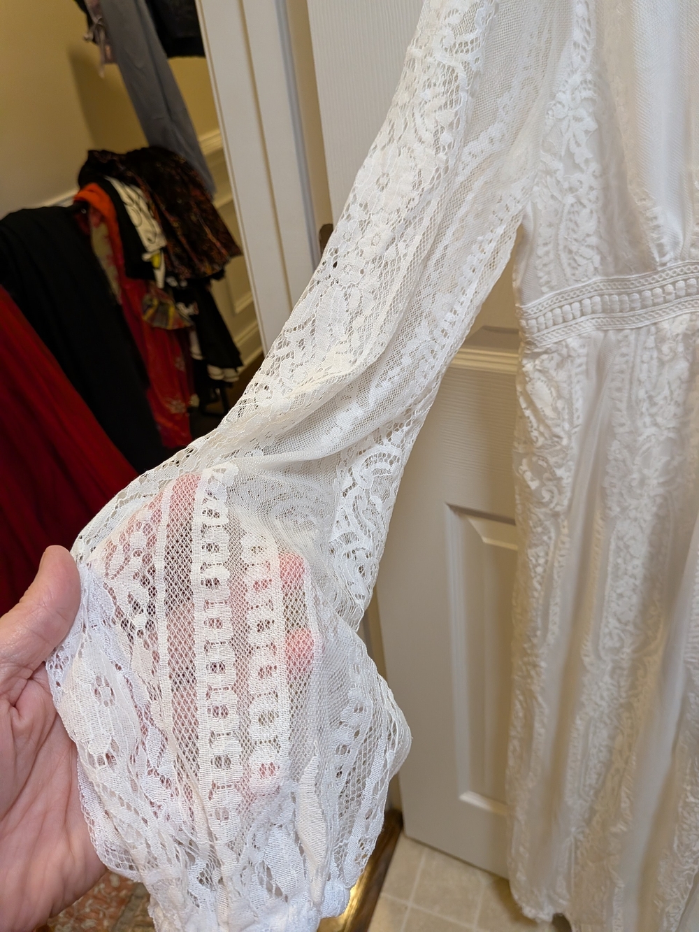 Boho Lace Long Sleeve White Maxi Dress - Unbranded Size XXL - Picture 2 of 5